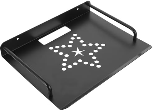 LALADEFIEE and Router Rack in Black Aluminium Alloy Wall Mounted Projector Shelf with Wire Management and Rounded Edges for Storage and Organisation for Small Speakers and Projectors