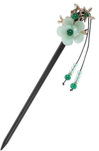 HINTRMENT Bacchette per Chioma in Legno Verde Stile Cinese Vintage Eleganti Funzione di Tenuta Chioma e Facile da Inserire per Acconciature Chignon