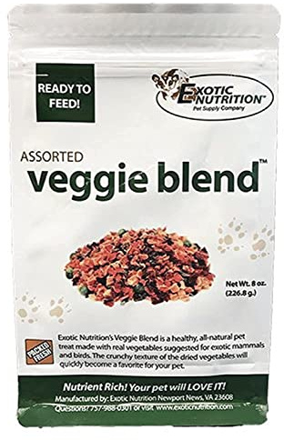 Veggie Blend - Healthy Natural Mixed Dried Vegetable Treat - Sweet Potatoes, Carrots, Peas - for Degus, Chinchillas, Sugar Gliders, Hedgehogs, Guinea Pigs & Small Pets… (8 Ounce (Pack of 1))