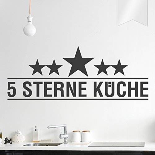 WANDKINGS Wandtattoo - 5 Sterne Küche - 50 x 19 cm - Milchglasfolie - Wähle aus 5 Größen & 35 Farben