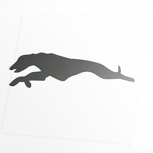 JINTORA - Autoaufkleber Tuning - Greyhound Run - 149x40mm - Auto Aufkleber - Bus - Fenster - Heckscheibe - Camper - wetterfest - Outdoor Sticker - Auto Deko - LKW - Tuning Selbstklebend - Silber