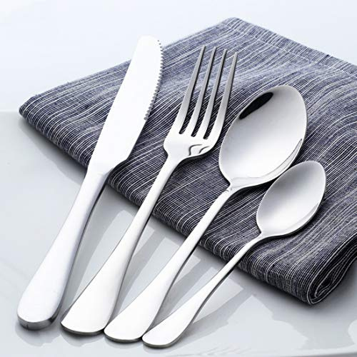 Buyer Star Couverts Cultery Lot de couverts en acier inoxydable 18/10 avec couteau, fourchette, cuillère à soupe et cuillère à café, Acier inoxydable, 1 lot argenté.