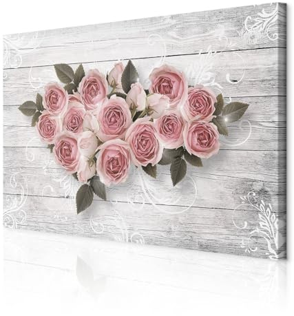 decomonkey Wandbilder Rose 120x80 cm 1 Teilig Leinwandbilder Kunstdruck | Strukturleinwand, Holzkeilrahmen, Bild auf Leinwand, Wanddeko, Wohnzimmer, Wanddekoration, Blumen, Holz