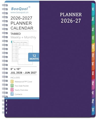 2027 Planner - Planner 2027 from January 2027 - December 2027, 8 x 10, Calendar Planner 2027, Weekly and Monthly Planner Spiral Bound, Flexible Cover, To-Do List, 12 Monthly Tabs