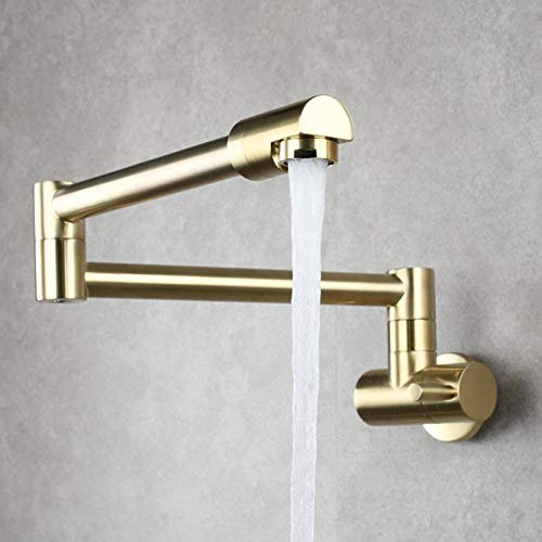 Taps for Kitchen Pot Filler Wall Mounted, 360 Swivel Universal Cold Water Tap Single Handle Multi-Function, Kitchen Faucet Kitchen Sinks Tap-Golden Brushed