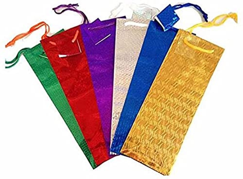 KAV Holografische Taschen für Weinflaschen, mit Seilhalter, für Weihnachten, Weihnachten, Hochzeit, Jahrestag und Geburtstag, Zufällig, Pack of 50pcs, Holografische