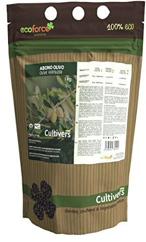 CULTIVERS Abono Olivo y Plantas Mediterráneas Ecológico 1 kg granulado. 100% Orgánico y Vegano. Mejora la Productividad de los Cultivos