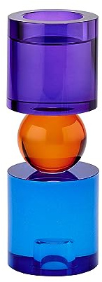 Gift Company Kerzen- und Teelichthalter Sari M, Windlicht, Dekolicht, Kristallglas, Blau, Orange, Lila, 21.5 cm, 1097004009