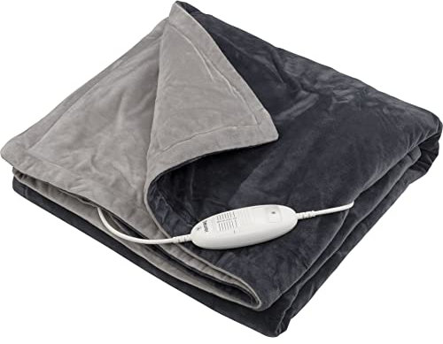 Beurer Heizdecke HD75 mit 6 Temperatureinstellungen, weicher beheizter Überwurf für gemütliche Sofabächte, Abschaltautomatik & Sicherheitssystem, maschinenwaschbar, Grau, 180 x 130 cm, 100 Watt