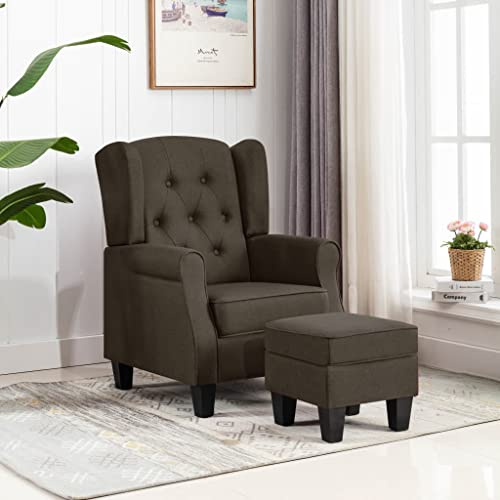 ZQQLVOO Sessel mit Fußhocker Braun Stoff, Loungesessel, Fernsehsessel Relaxsessel, Schreibtischstuhl, Stuhl für Schlafzimmer, Wohnzimmer, Arbeitszimmer, Büro