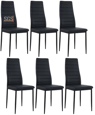 buybyroom sedie sala da pranzo 6 pezzi imbottita sedie da cucina e gambe in ferro sedia cucina moderna sedia soggiorno sedie da cucina, nero