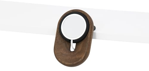 Oakywood Phone & iPhone Stand for Desk Shelf Mount – Handcrafted Wooden Mobile Phone Stand & Holder – Compatible with MagSafe & iPhone 12–16 Models – 12.3x8x8cm/4.8x3.1x3.1’ – Walnut