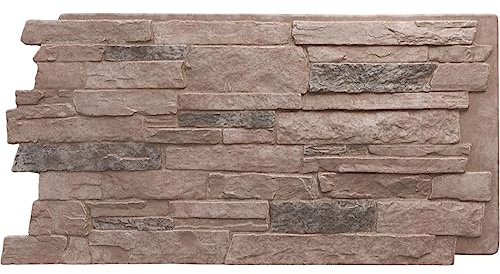 EverStone Acadia Ledge Faux Stone Panel, 49W x 25 1/2H x 1 1/4D, Shasta Color