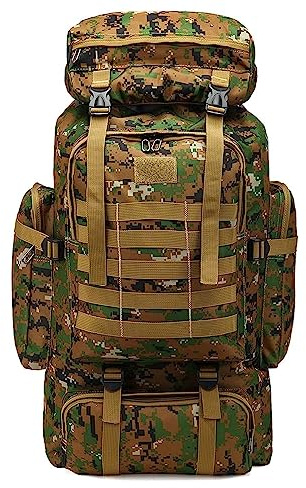 COSHANO Mochila militar de Senderismo tactica para Viajes Montañismo Escalada Camping Trekking 80L Hombres Mujeres macuto Impermeable Camuflaje