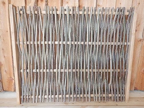 Ladenburger HASELNUSS Zaun SICHTSCHUTZ Schutz WEIDENZAUN FLECHTZAUN UNBEHANDELT SEITLICH MIT Rahmen 120x100