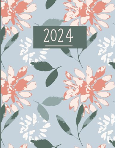 Senioren Kalender 2024: 1 Seite 1 Tag / A4 Blumen: Tageskalender für mehr Tagesstruktur, Bewegung, Dankbarkeit, Aufgaben usw. - für ältere Menschen, Demenz Betreuung, Low Vision