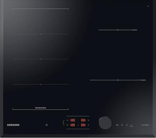 Samsung NZ64B6058KK Piano Cottura A Induzione, Da Incasso, 60 cm, Vetroceramica, Flex Zone, 4 Zone, Touch Control, Colore Nero, Wifi