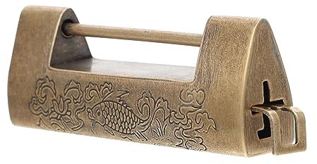 UKCOCO 3sätze Vintage Antike Gravierte Holzbox Mit Chinesischem Vorhängeschloss Robuste Kupferkonstruktion Für Schmuckkästen Und Dekoration