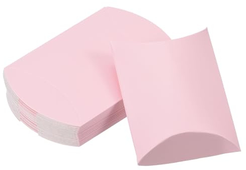 M METERXITY 50 Paquete de Cajas de Almohada - Decoración de Cajas de Regalo para Bodas, Dulces, Chocolates, Ideal para Bodas/Fiestas/Navidad (4.5x2.8, Rosa)