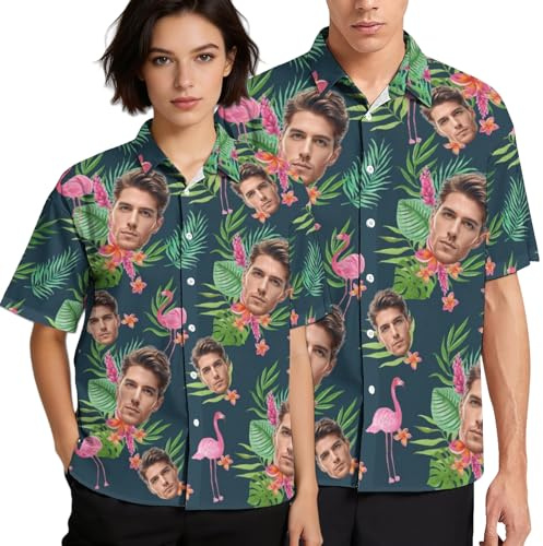Naispanda Camisetas Navideñas Personalizadas para Hombres y Mujeres Camisetas Navideñas Personalizadas Camisetas con Botones y Foto de Cara Personalizadas para Navidad