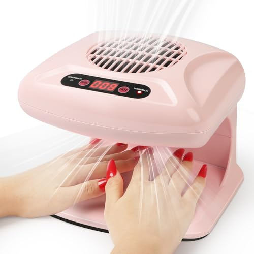 Saviland Luft Nageltrockner, Nagel Fächertrockner Warmer und Kühler Windgebläse Nagelkunst Lackmaschine, Schnell Trocknendes Timing Air Nail Fan Föhn für Normalen Nagellack