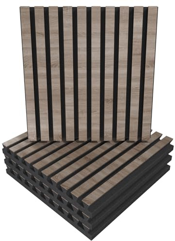 Slat 4 Pack — Sound Absorption-Diffuse Acoustic Panel | 50x50x5cm | Absorption - Diffusion - Reflection - Soundproofing | Color Plates: (x4 POLE, Sonoma)