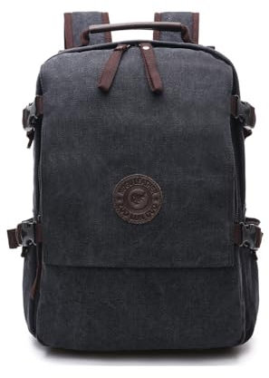 XINYASEE 15,6 Canvas Rucksäcke,Canvas Backpack,Vintage Schulrucksack Daypacks, Schule Rucksäcke, Wasserdicht Vintage Travel Rucksäcke, College Rucksäcke (Schwarz)