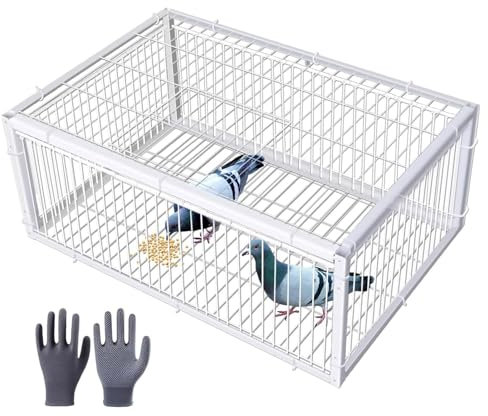 DEOPXF Taubenfalle aus Metall, Käfig für lebende Kleintiere mit Einwegeingang, tragbarer Taubenschlag, Türabstand 2 cm, für Dächer, Terrassen, Gärten, Bauernhöfe, einfach zu montieren(100x60x26cm)