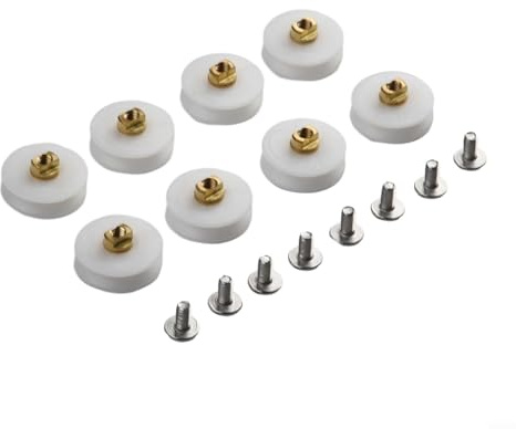 8Pcs Replacement Shower Door Rollers/Runners/Wheels Grooved 22.5mm Diameter, For 3-6mm Glass Doors, Nylon + Brass + Ball Bearing