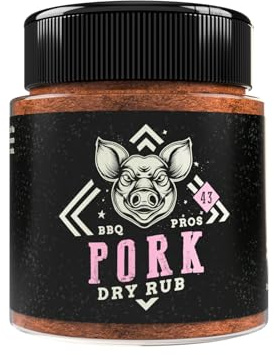 Rub per Maiale - Pork Dry Rub N°43, Barattolo 200g, Mix di spezie per Barbecue ideale per Pork Ribs, Pulled Pork, Hamburger, Marinatura a secco, Italia Spezie BBQ PROS