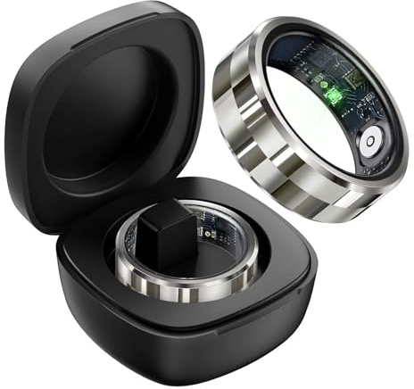 Smart Ring Blutdruckmessung Smartringe für Herren Damen Android IOS Pulsmesser Schlaftracker Fitness Ring Tracker Schrittzähler Sport Fitnesstracker Herzfrequenz Smartring Fitnessring Schwarz Silber
