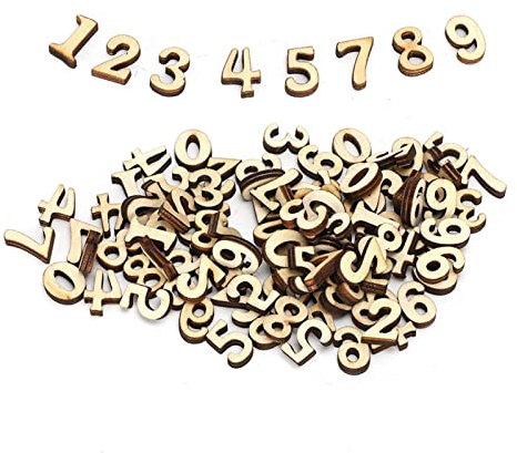 Ailgely Wood Sheet 200PCs DIY Mixed Numbers Educational Toy Crafts Decor Wood Chip Children