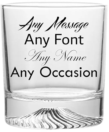 EKAM Personalised Crystal Whiskey Glass Tumbler for Men, Customised with Any Text, Any Font, Any Color - 10oz/305ml Old Fashioned Tumbler Birthday Christmas Wedding Best Man Groomsmen Gift
