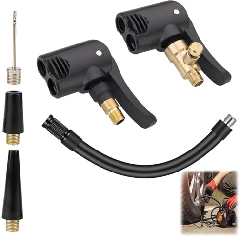 2 Stück Französisches Ventil Adapter,Autoventil Hebelstecker,Adapter Französisches Ventil Mit 16cm Reifenfüller Schlauch,Ventiladapter Französisches Ventil,Autoventil Adapter Ür Fahrrad Motorrad Auto