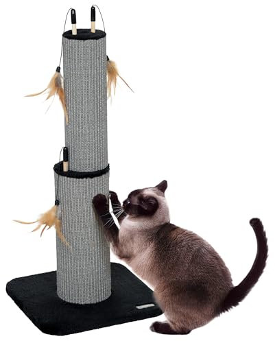 PawHut Kratzbaum 78 cm hoch mit 3 Spielzeugfedern, Schwarz