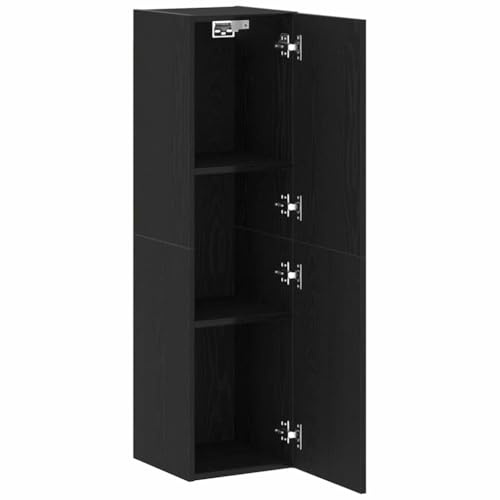 vidaXL Wand-TV-Schrank 30,5 x 30 x 110 cm Schwarz Eichen-Optik | Du kannst die Türen rechts oder links anbringen, Aus robustem Holzwerkstoff gefertigt, Kommt mit drei verstellbaren Regalen