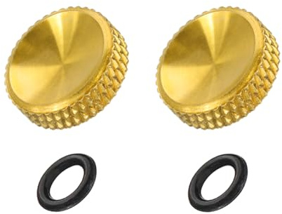 PATIKIL Kameraskjutarknapp, 2-pack 12 mm konkav ytknapp ren koppar kameraknapp för Nikon för Fujifilm för Leica DSLR/SLR, guld