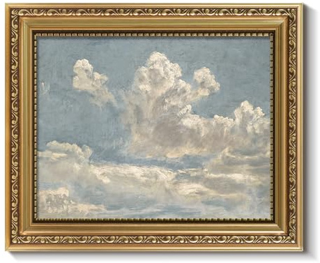 ARPEOTCY Vintage Gold Framed Wall Art Decor, 8x10 Inch Cloud & Sky Oil Painting Picture, Retro Wall Art for Living Room Bedroom Office Hallway, Rustic Bathroom Decor Aesthetic