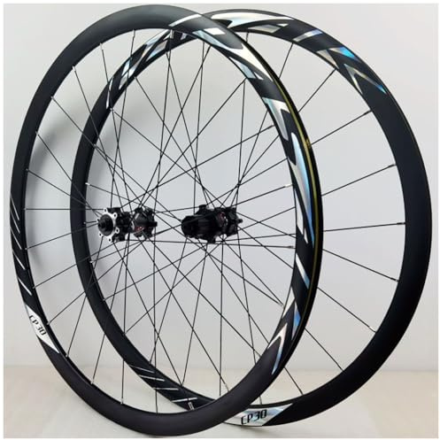 AADDFDD Rennrad-Radsatz, 700C, doppelwandige Aluminiumlegierung, Hybrid-/MTB-Scheibenbremse, 135 mm QR-Radfelge für 7–12 Gänge, Schwarz