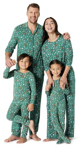 Amazon Essentials x Sofia Grainge Herren Passende Weihnachts-Pyjama-Sets für die ganze Familie, Dunkles Salbeigrün Holiday, M