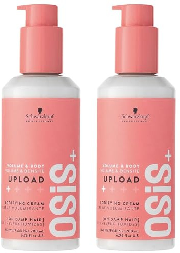 Schwarzkopf Professional OSiS Upload Haarcreme, verdichtend, antistatisch, thermischer Schutz, subtile Definition, Volumen, erhöhte Wurzeln, nicht klebrig, leichte Fixierung, 200 ml – 2 Stück