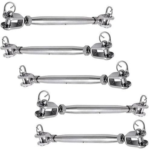 5Pieces Industrial Jaw Turnbuckle with U Shaped Jaw Ends Tension Adjuster for Outdoor Equipment Assembly Turnbuckle for Stage Lighting and Tent Rope