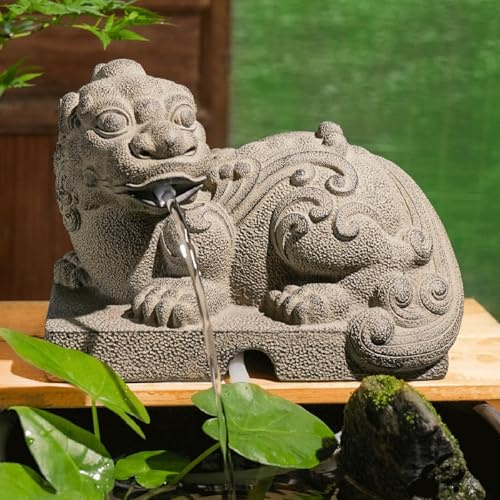 ZYZSY Cracheurs d'étang, Ornements de Fontaine d'eau en résine Naturelle, Gargouille avec Pompe, Jeu d'eau pour fontaines décoratives, bassins/Décoration de Jardin(25 * 17.5 * 19cm/9.8 * 6.9 * 7.5in)
