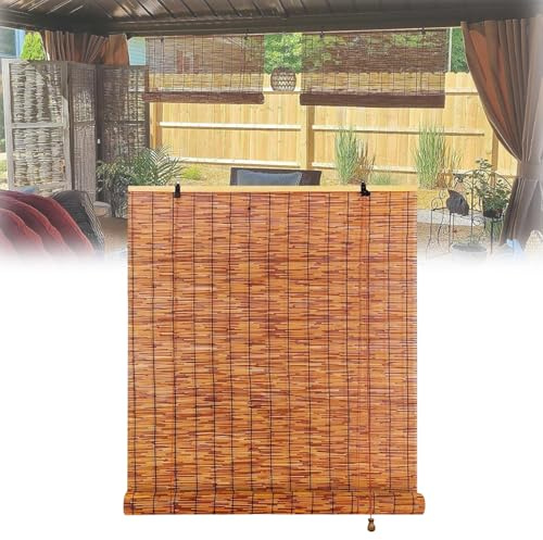 Tenda avvolgibile in bambù per patio, protezione dai raggi UV, tende da sole per esterni, per portico, disponibile nelle dimensioni 51-152 cm, finitura carbonizzata (182,9 cm di larghezza x 152,4 cm