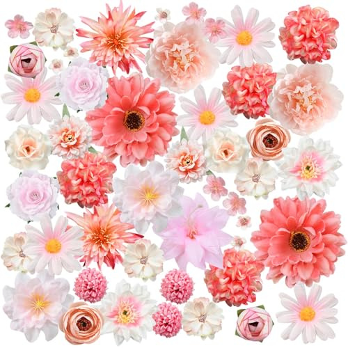 TYXHXTF 48 Pezzi Fiori Finti per Decorazioni Fiori Finti Artificiali Teste Artificiali Decorazioni per Bouquet DIY Matrimonio Centrotavola Decorazione Domestica Festa Casa Nozze