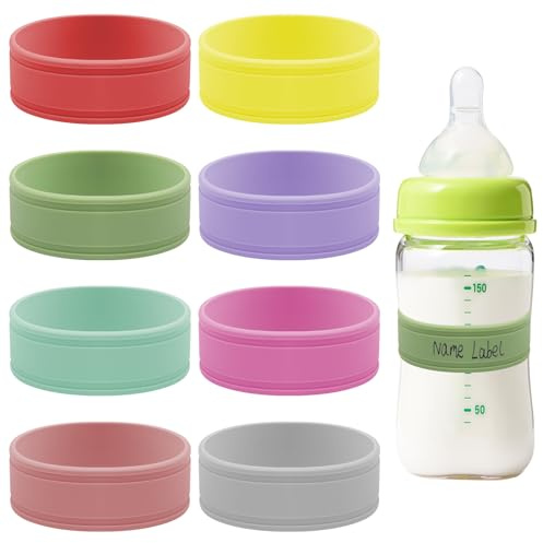 8 etichette per biberon in silicone per bambini, scrivibili e riutilizzabili, etichette per bottiglie per bambini per etichettare nomi e date per biberon