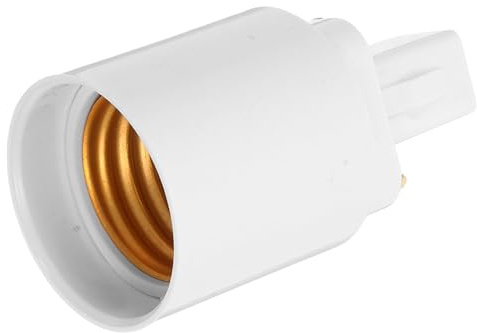 Adattatore Lampada G24d a E27 per Lampadine Led, Bianco | Convertitore a Due Pin, Compatibile Uffici e Abitazioni, Design Affidabile, Materiale Rame Nichelato