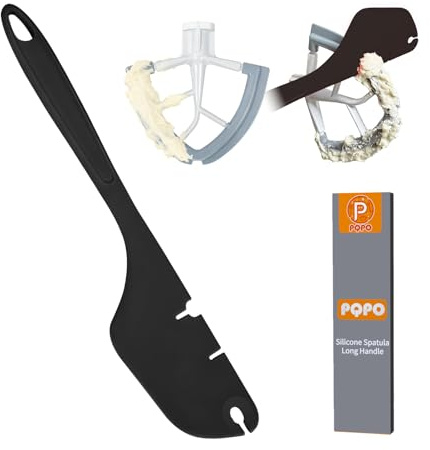 12-Inch Silicone Spatula Mixer Beater Scraper Compatible with KitchenAid Stand Mixer Attachments,Works on Flat Beaters, Whisks, Dough Hooks (Black)