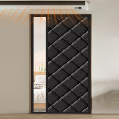 Tür-Vorhang kälteschutz Magnet mit Sichtfenster - Thermo-Vorhang Gegen Kälte Tür Seitliche Öffnung, Leichter EIN und Ausstieg, Haustierfreundlich, Wasserdicht(Schwarz,80x200cm)