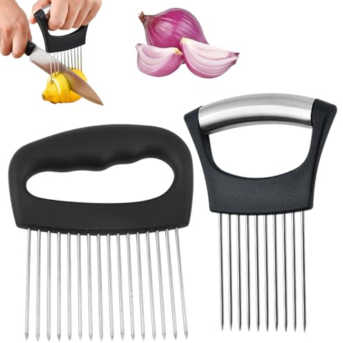 Onion Slicer, Onion Holder for Slicing, 2-Piece Stainless Steel Onion Cutter Set, Smart Kitchen Gadgets for Efficient Cooking, Kitchen Tools & Gadgets for 2025